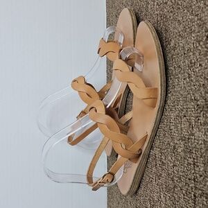 Ancient Greek Sandals Plexi Natural Tan Leather Handmade Sz 39